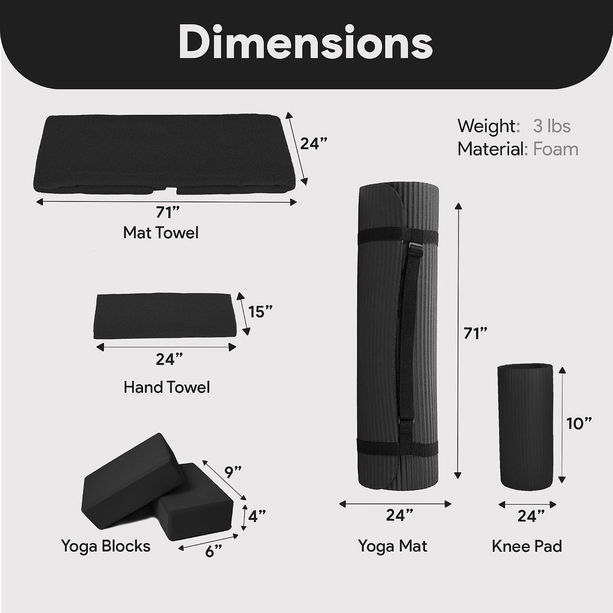 Ultimate 7-Piece Yoga Set: Extra Thick 71"x24" Mat, Blocks, Stretch Strap, Towels & Knee Pad for Home, Studio, and Gym Workouts